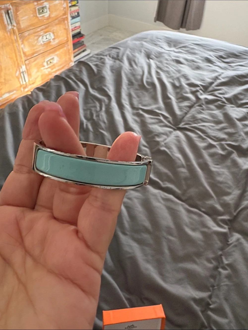 Hermes H Clic Bracelet in Turquoise and Silver